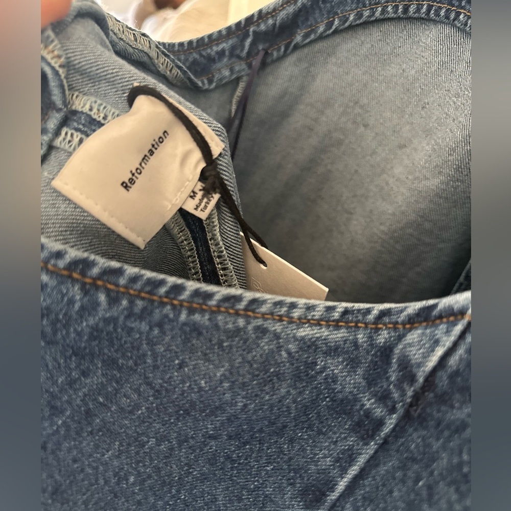 NWT Reformation Brittany Halter Denim Dress - Picture 11 of 14